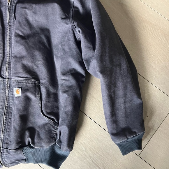 Vintage Carhartt J130 Dark Blue/Gray Hooded Jacket - Picture 4 of 12